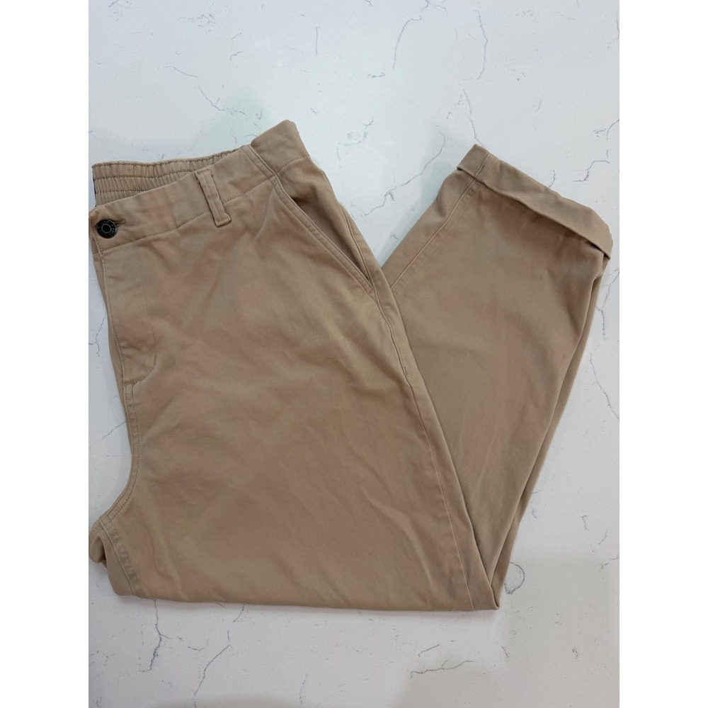Gap Womens Khaki Chino Pants Size 16 Beige Cuffed Elastic Waist GP002050 S24